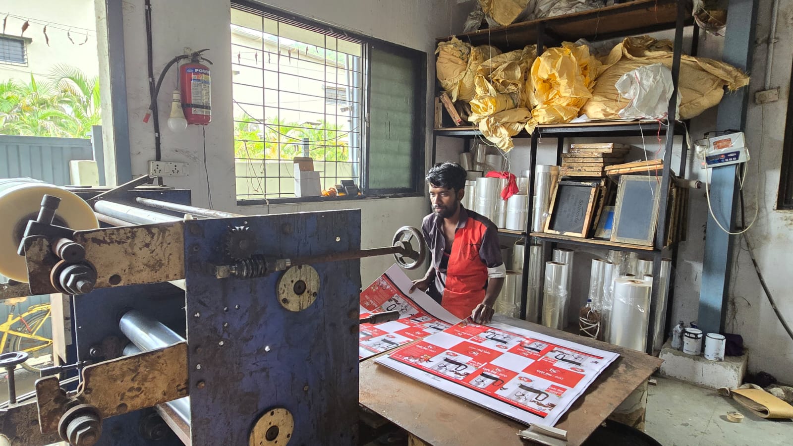 Flexographic printing in progress at Maa Ashapura Packaging, Vasai, Mumbai